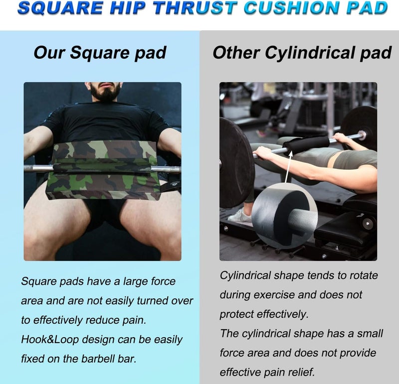 Lights Mountain Square Hip-Thrust Pad Protective Extra Thick Foam pad for Barbell Weightlifting Hip Thrusts and Glute Bridges Workouts Home Gym Equipment - Image 4
